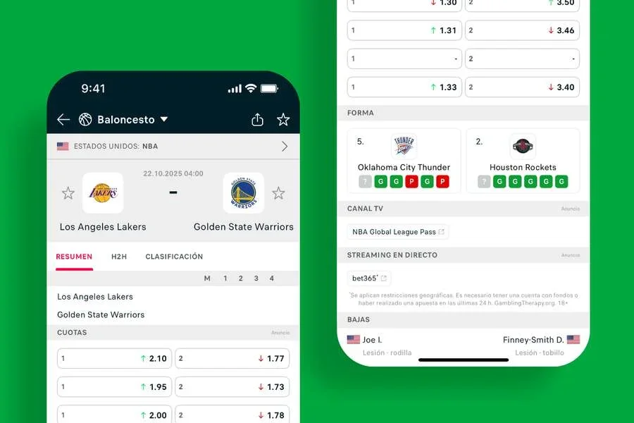 Resumen de partido con cambios en las cuotas